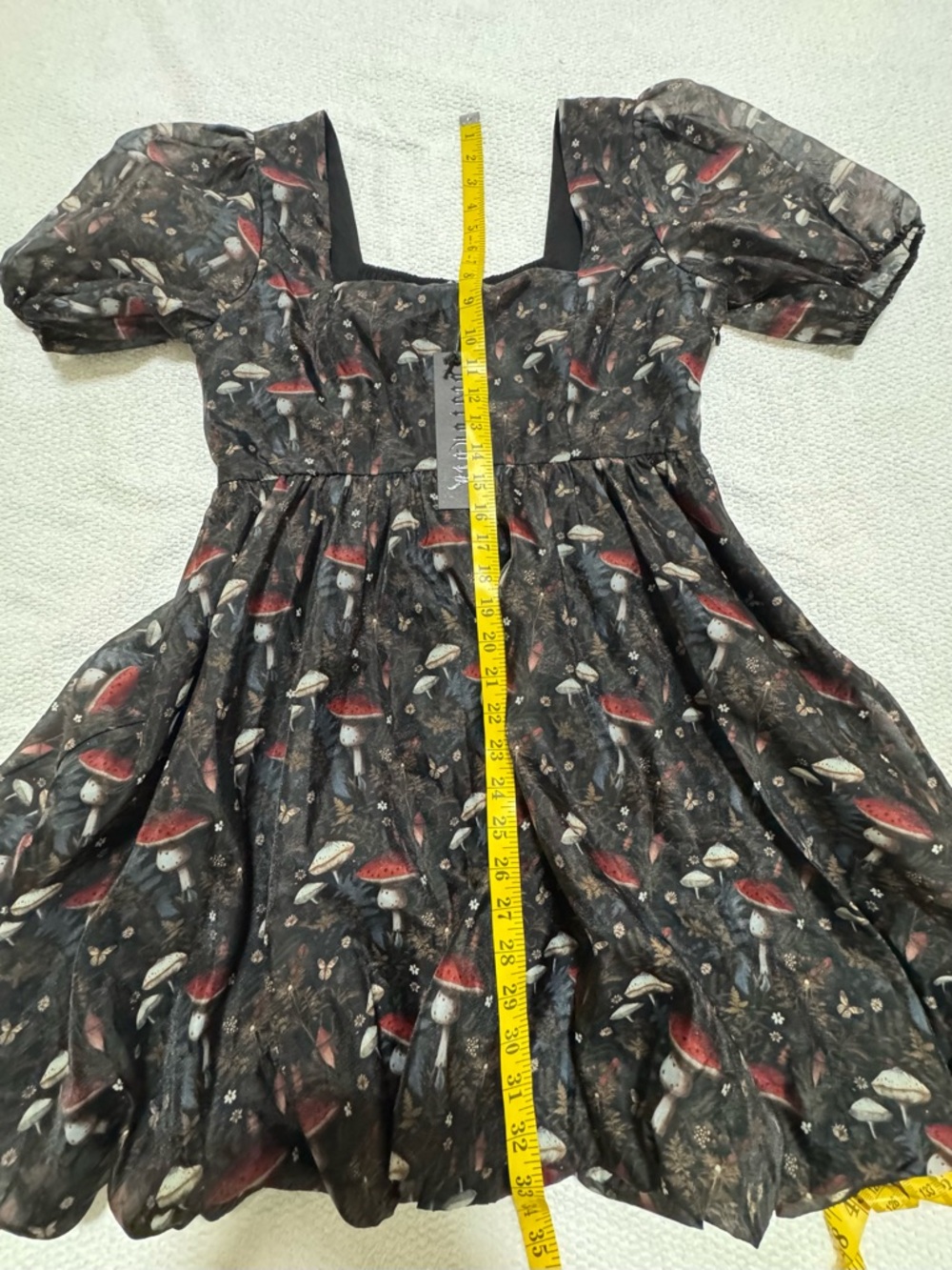 Disturbia Amanita Size 8 Organza Puffball Mini Dress Mushroom Print - Picture 10 of 12